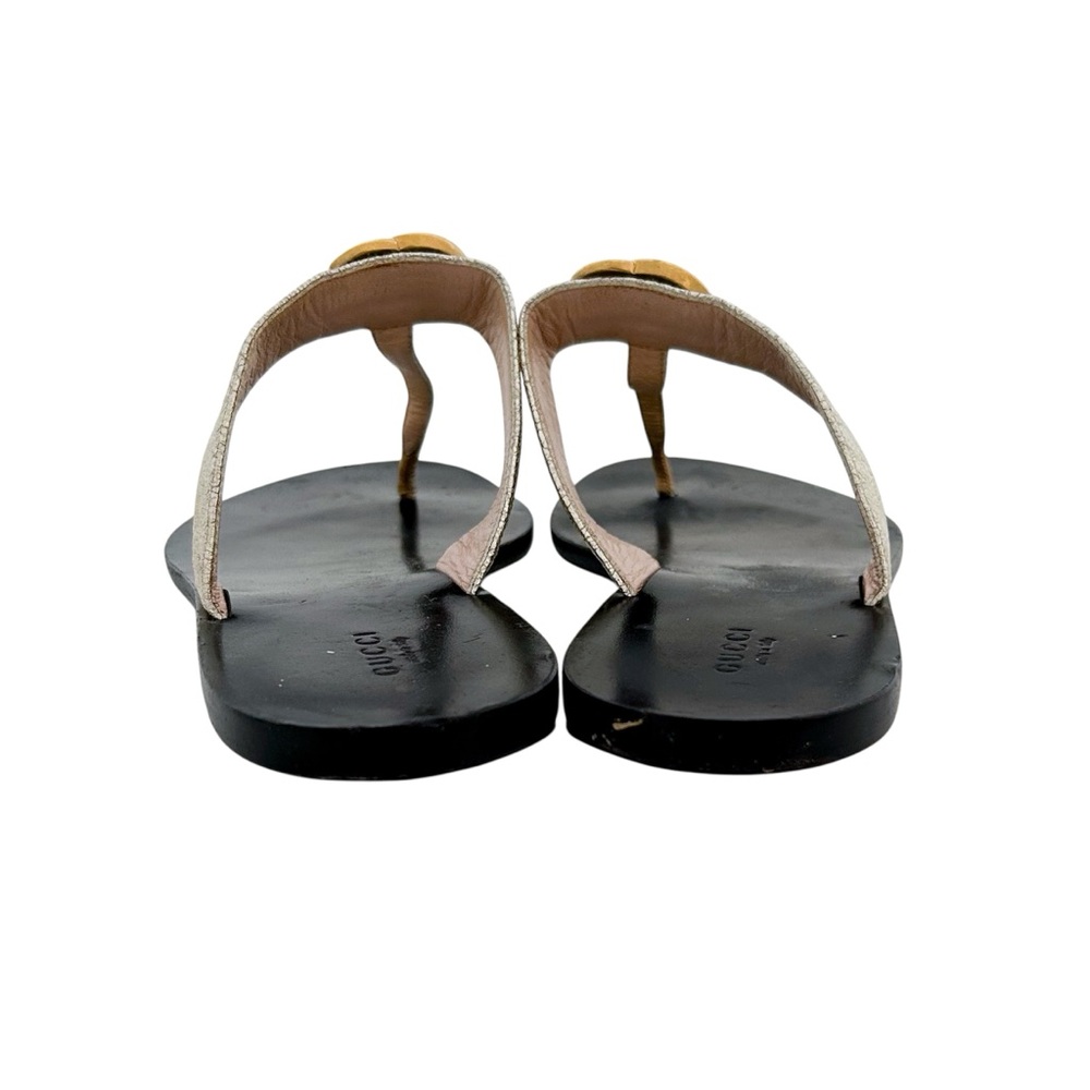 Gucci Marmont GG Thong Sandals EU 41 US 11 Gold Leather Slip On Flip Flop Flat - Picture 4 of 9